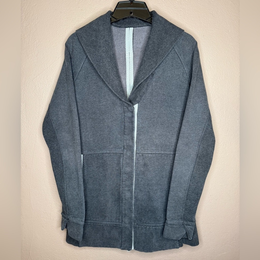 Lululemon Yin To My Yang Cardigan Fleece Snap Front Jacket Heather Gray Size 2